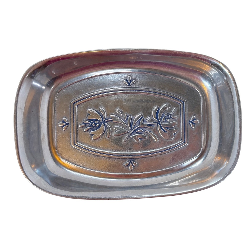 Vintage Wilton Armetale American Inspirations Floral Bread Tray RWP Pewter Look